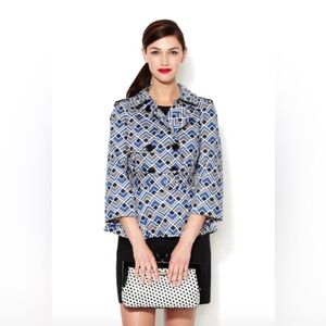 Kate Spade New York Lettie Printed Cotton Short Trench. Size 10